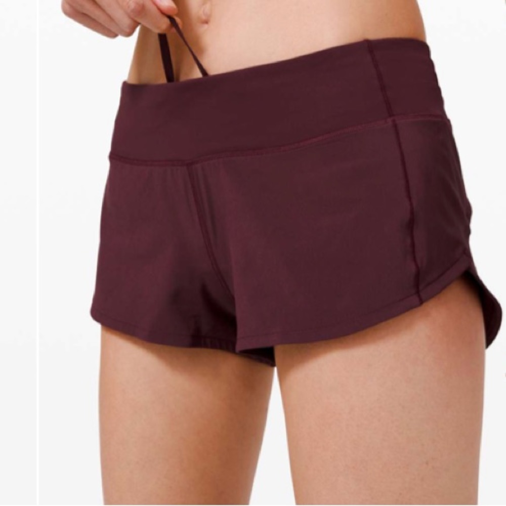 Lululemon Speed Up LR short lined 2.5” size 0 - Burgandy